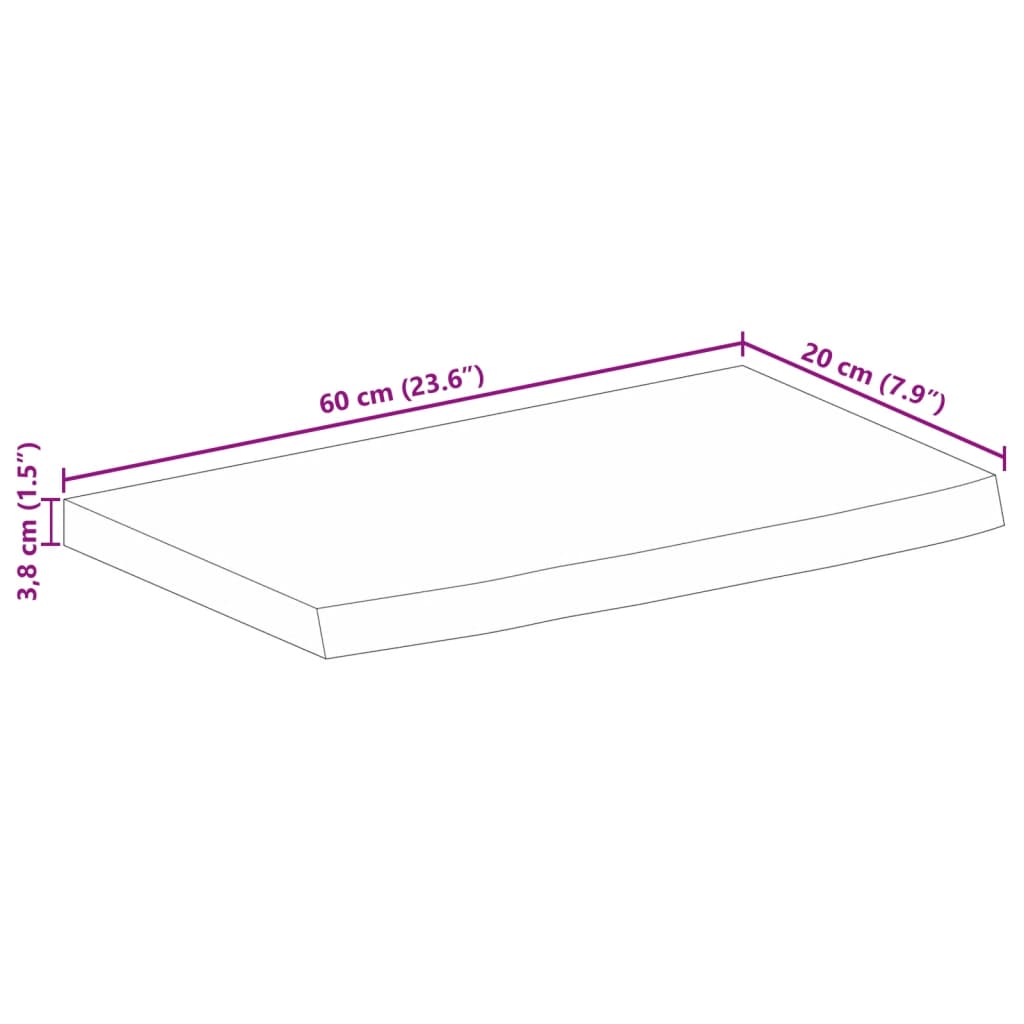 Wandregal 40x20x2,5 cm Rechteckig Massivholz Akazie Baumkante