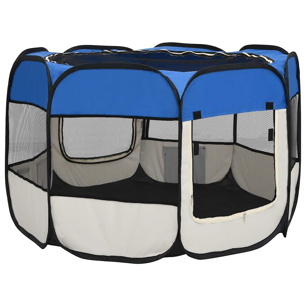 Faltbarer Welpenlaufstall mit Tragetasche Schwarz 90x90x58 cm