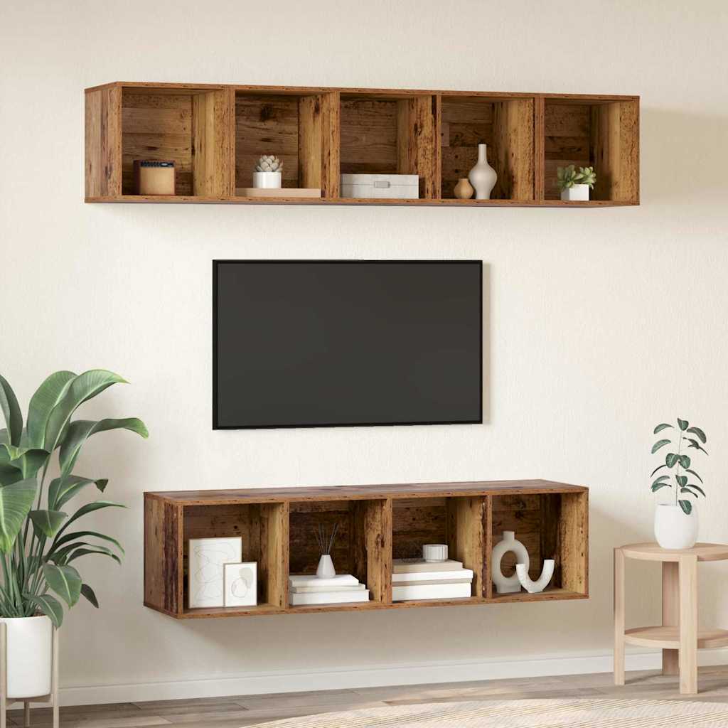 4-tlg. TV-Schrank-Set Weiß Holzwerkstoff