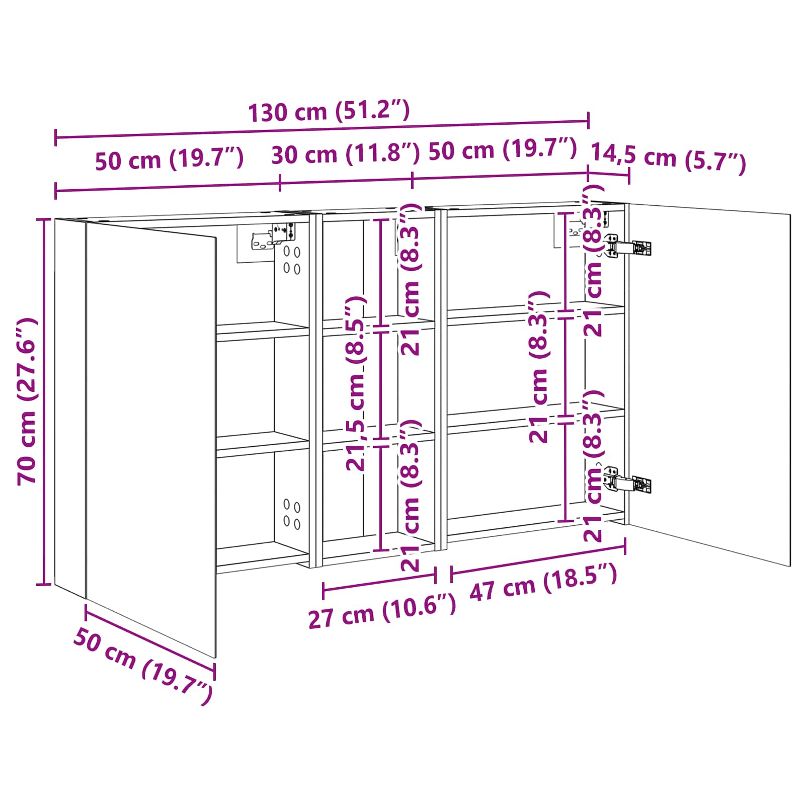 Badezimmerschrank-Set 3 pcs 80 x 10,5 x 50 cm Holzwerkstoff