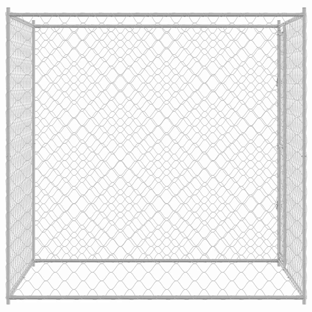 Hundezwinger mit Tür Grau 2x2x1,5 m Verzinkter Stahl