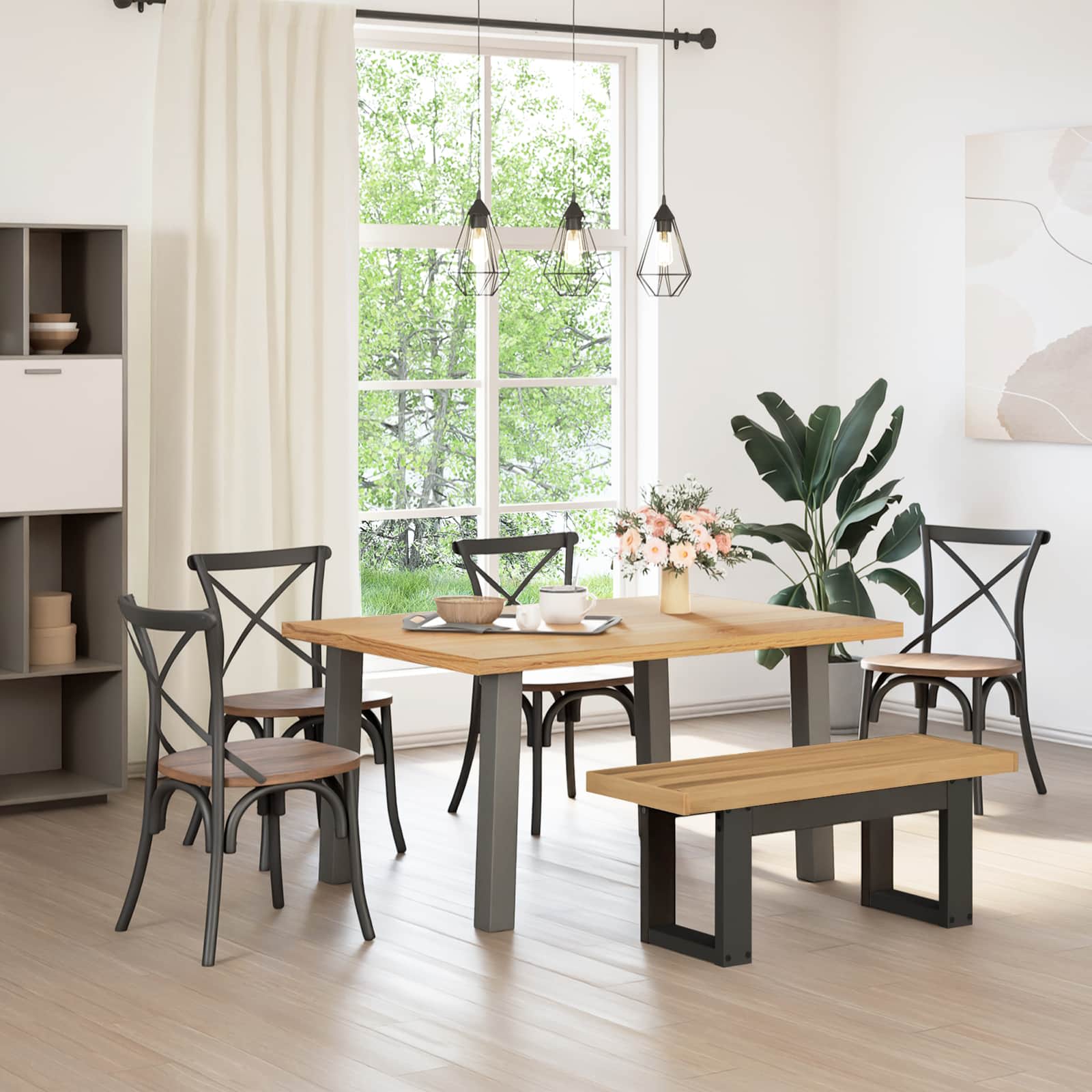 Esstischbank NOAIN 180 x 41 x 45 cm Massives Kiefernholz