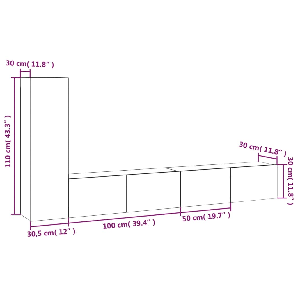 4-tlg. TV-Schrank-Set Weiß Holzwerkstoff