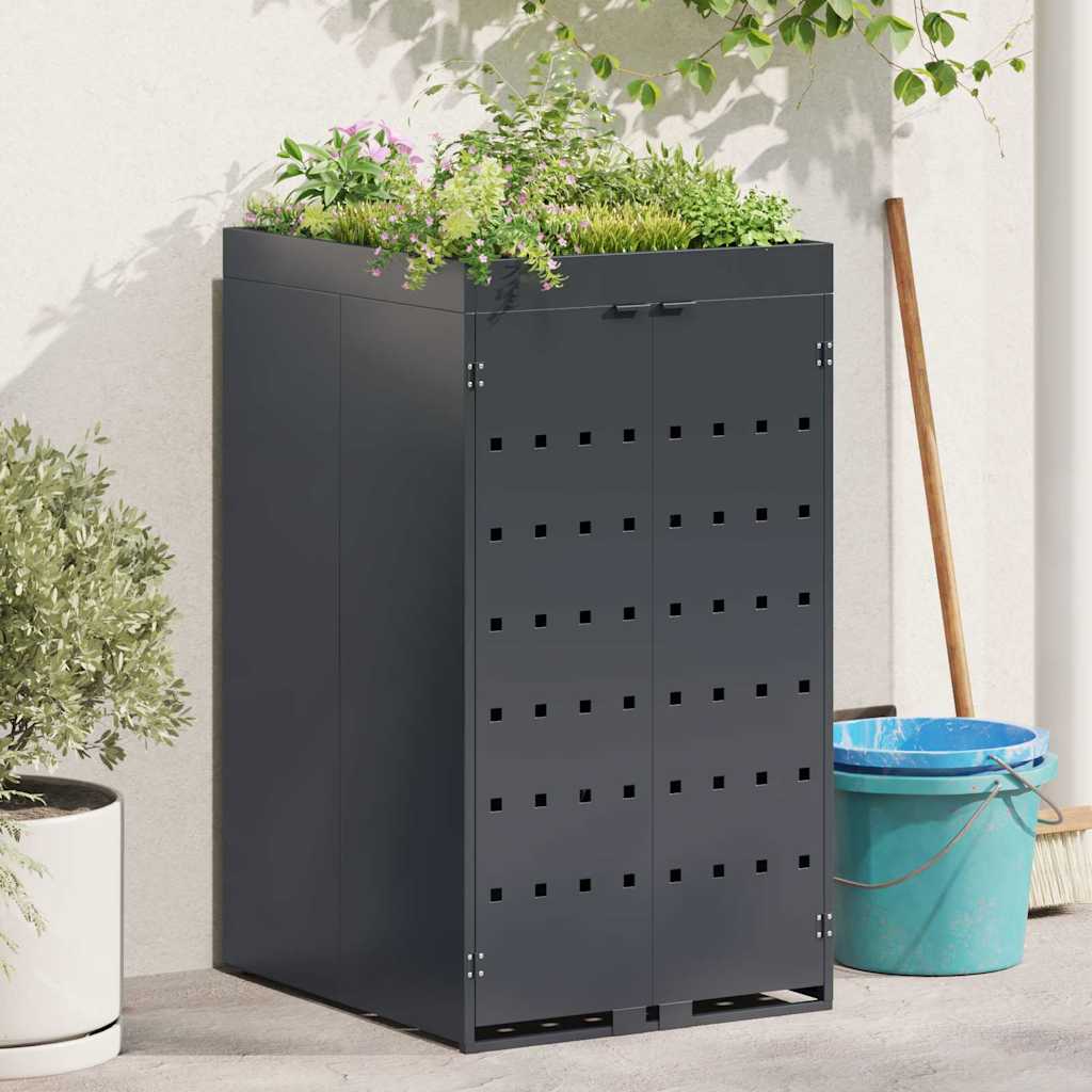 Mülltonnenbox für 2 Tonnen Schwarz 138x79x117 cm Stahl