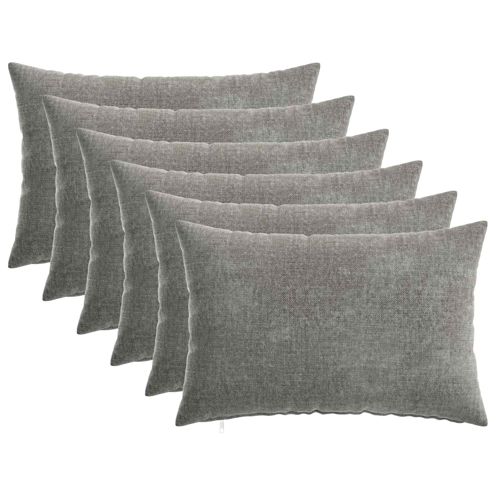 Kissenbezug 6 Stk. HEERLEN Dunkelgrau 30 x 30 cm Chenille-Stoff
