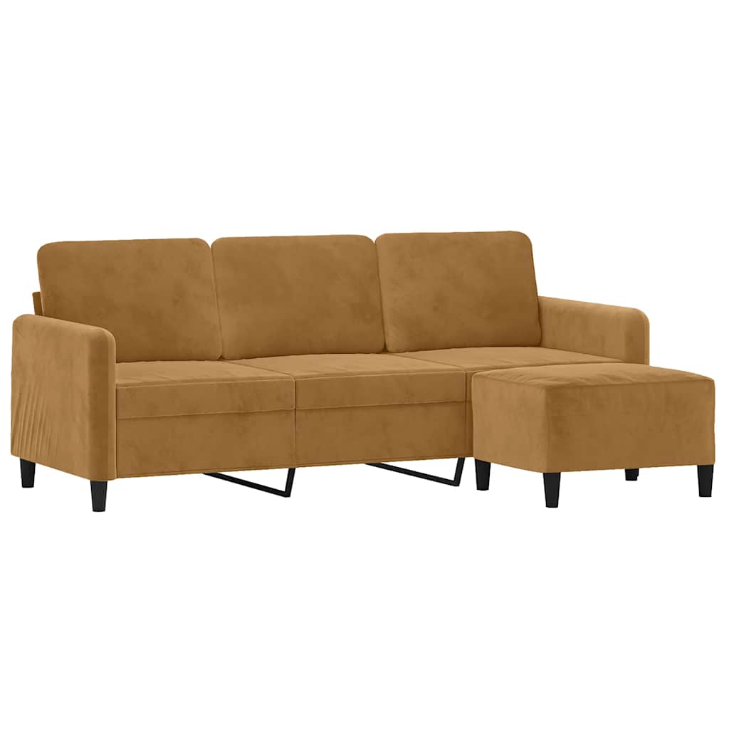 3-Sitzer-Sofa mit Hocker Rosa 180 cm Samt