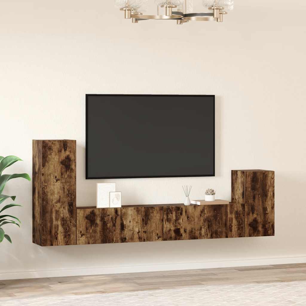 4-tlg. TV-Schrank-Set Weiß Holzwerkstoff
