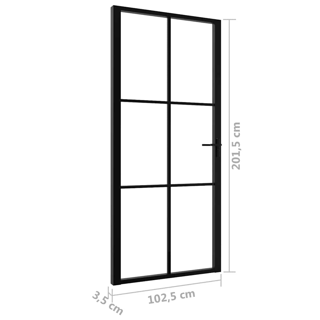 Innentür ESG Glas und Aluminium 76x201,5 cm Schwarz