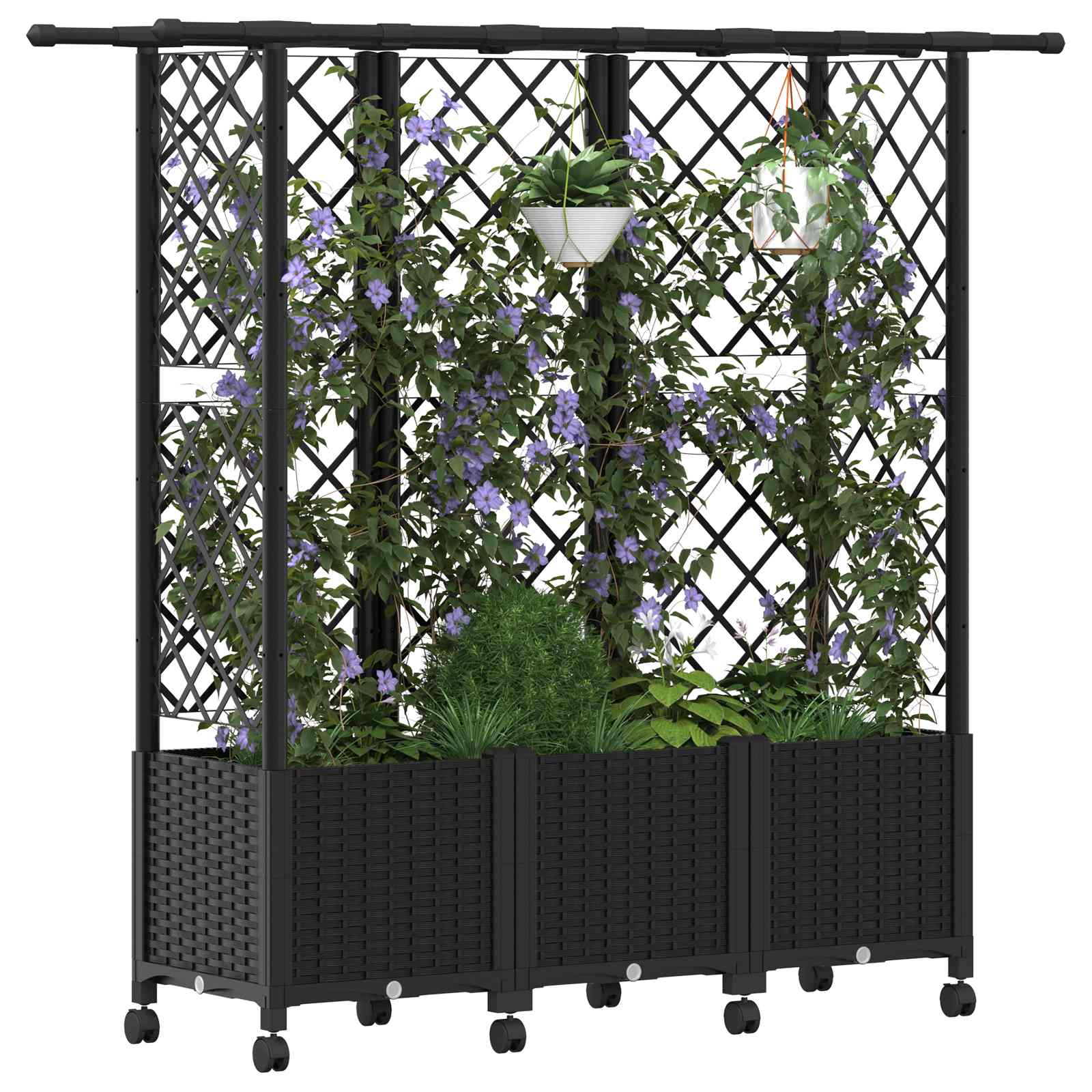 Hochbeet mit Rankgitter und Dach Braun 124 x 40 x 123 cm PP