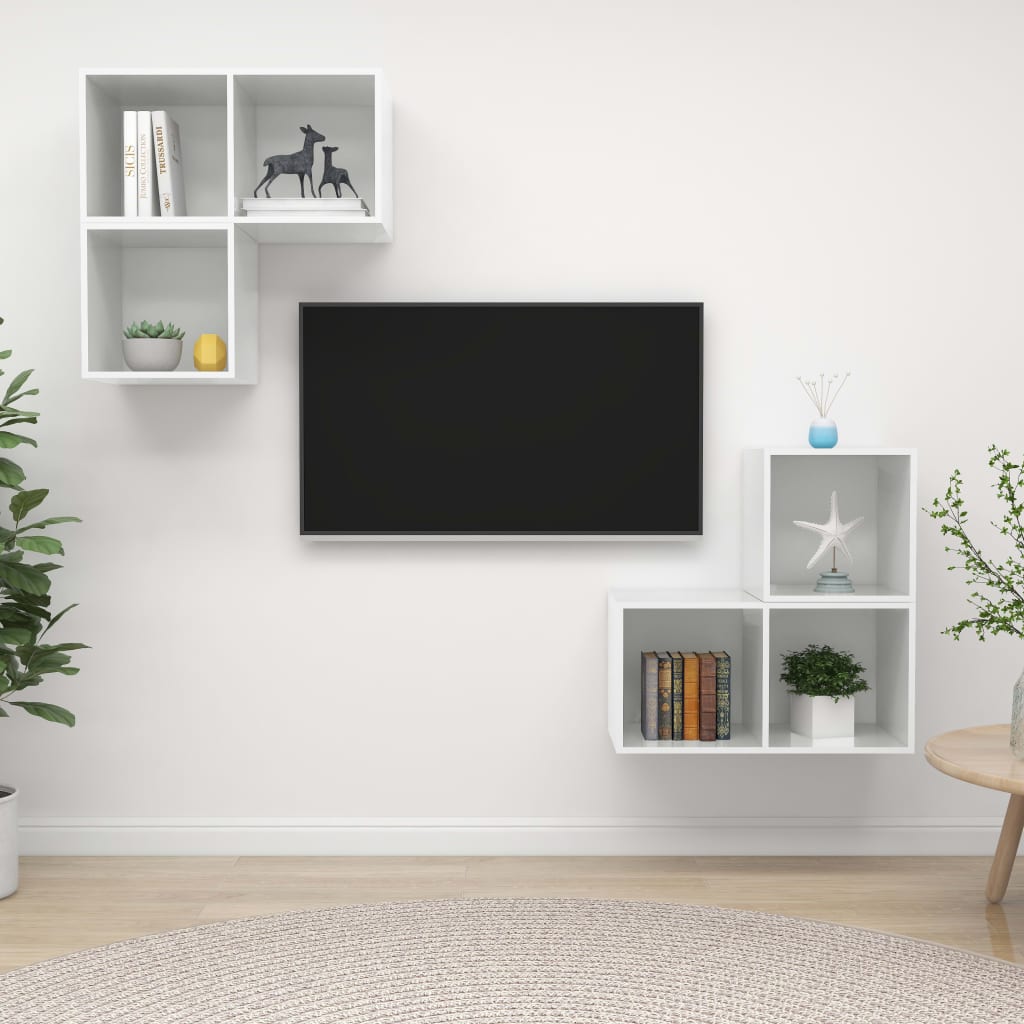 4-tlg. TV-Schrank-Set Weiß Holzwerkstoff
