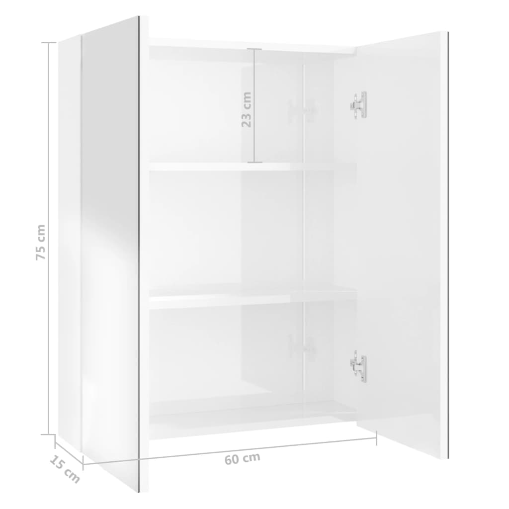 Bad-Spiegelschrank 60x15x75 cm MDF Glänzendes Schwarz