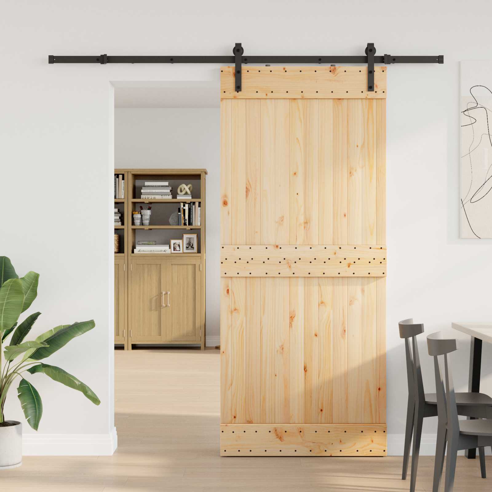 Schiebetür NARVIK Natürlich und Schwarz 70 x 210 cm (152,5 cm)