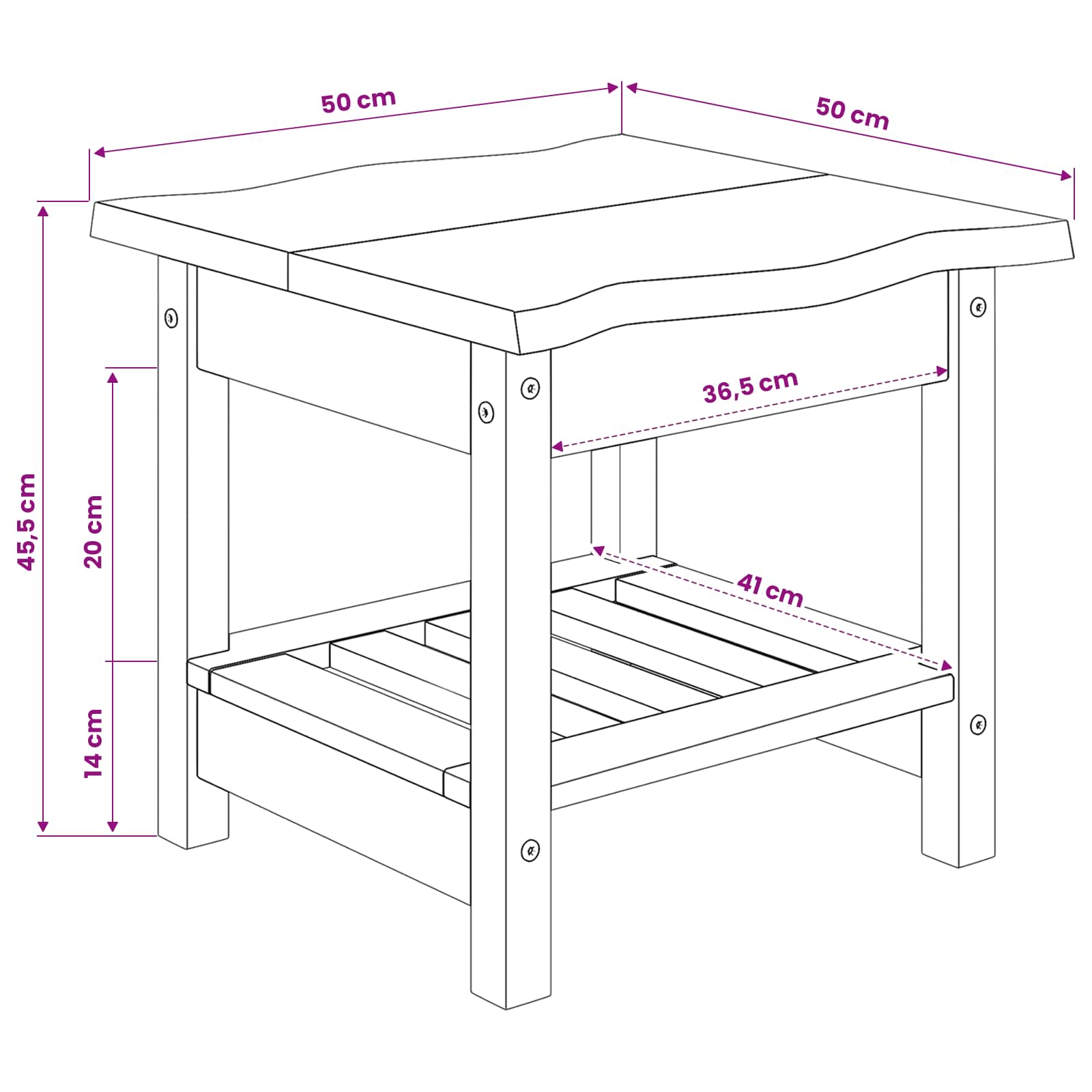 Beistelltisch mit Regal EKAI Schwarz 50 x 50 x 45,5 cm