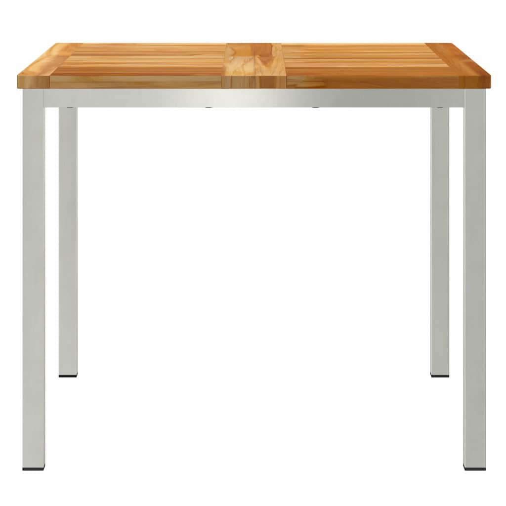 Esstisch 90x90x75 cm Massives Akazienholz und Edelstahl