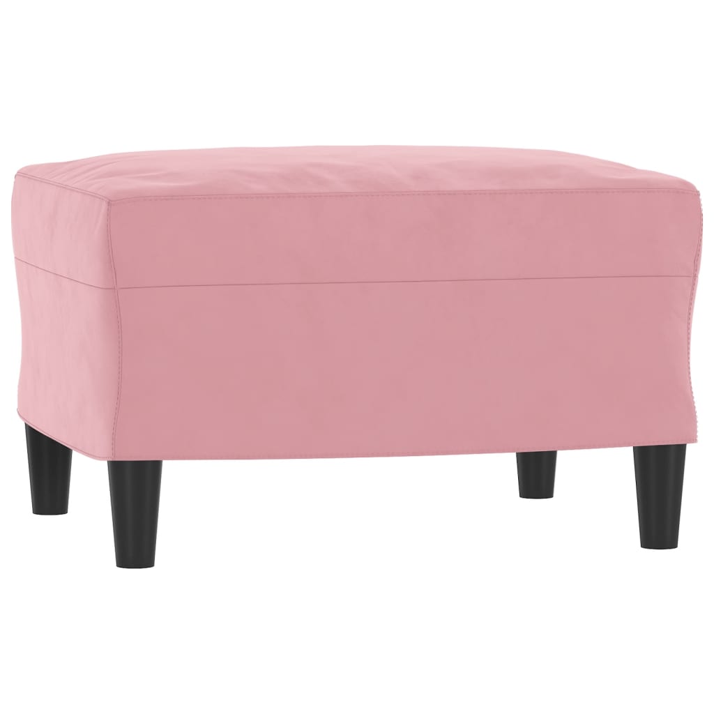 3-Sitzer-Sofa mit Hocker Hellgrau 180 cm Samt