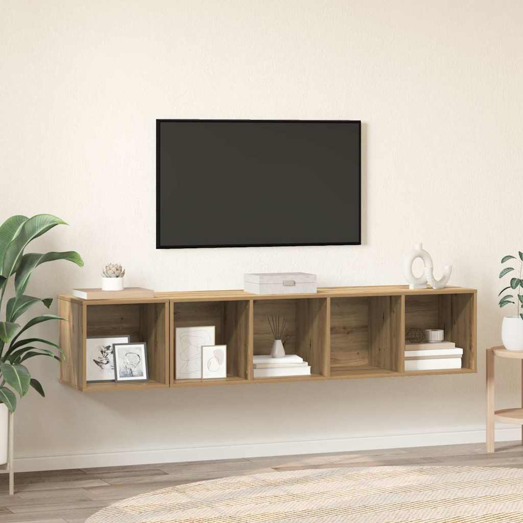 2-tlg. TV-Schrank-Set Grau Holzwerkstoff