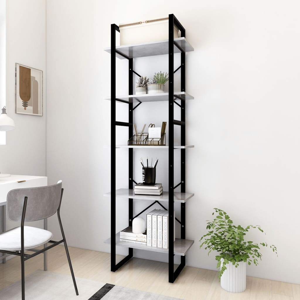 Bücherregal 5 Fächer Weiß 40x30x175 cm Holzwerkstoff