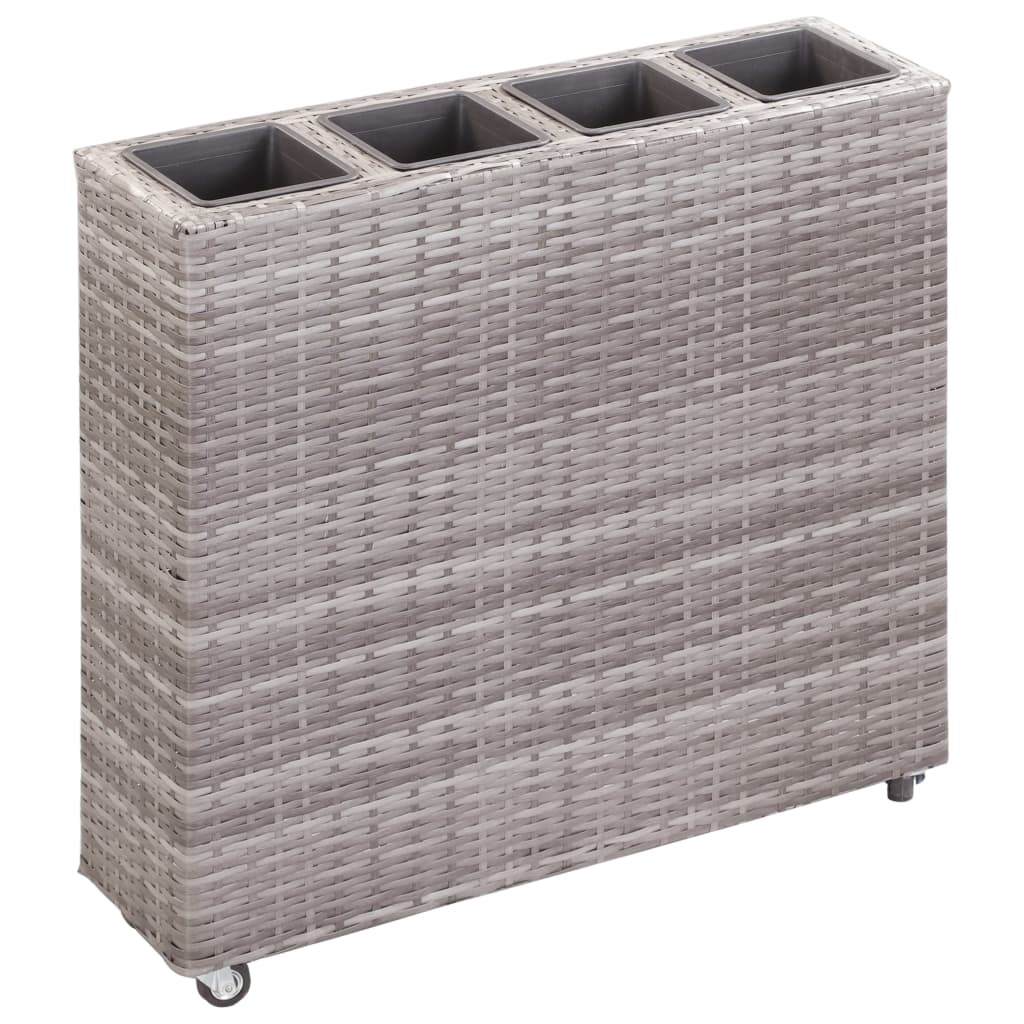 Garten-Hochbeet mit 4 Töpfen 80x22x79 cm Poly-Rattan Schwarz