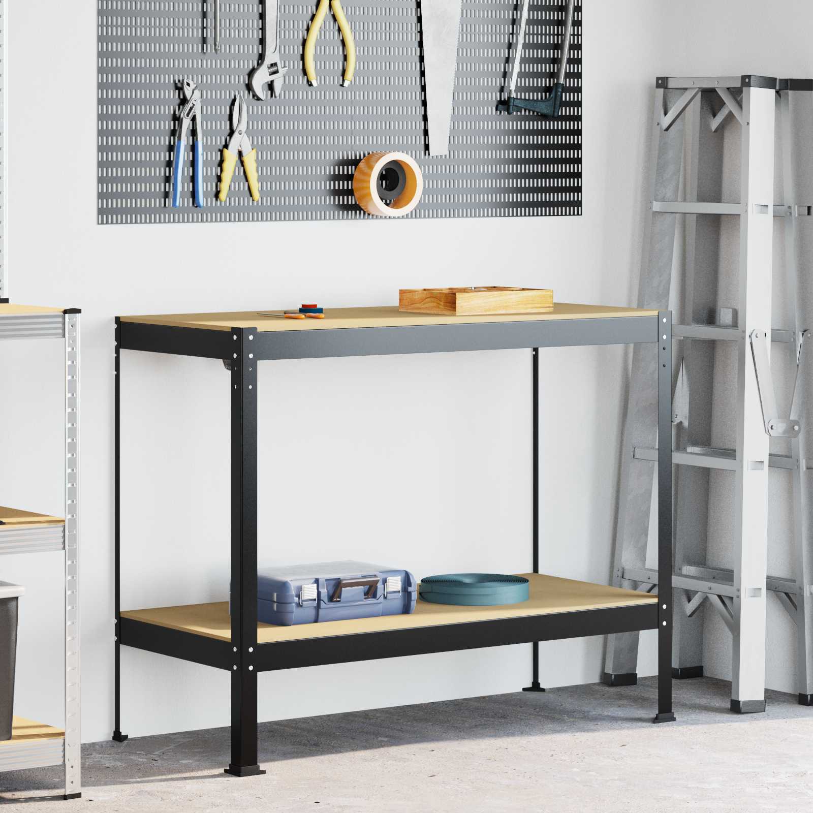 Werkbank mit Lochwand und Schublade