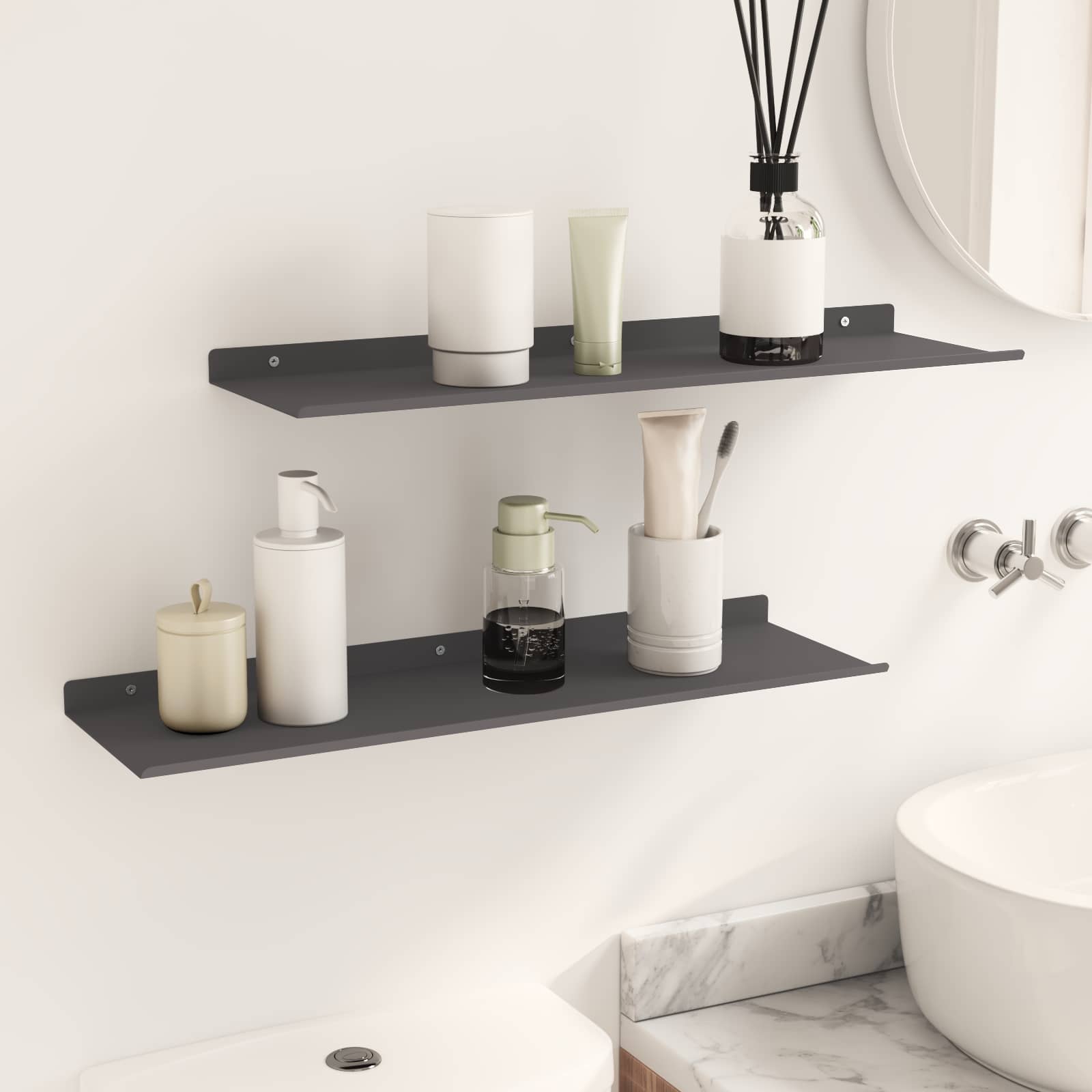 Schwebendes Regal 3 pcs Schwarz 40 x 9 x 2,5 cm Stahl