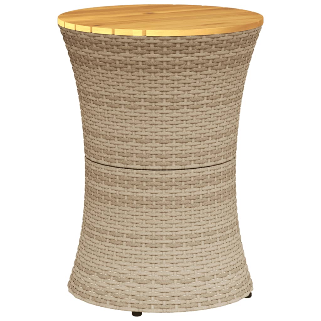 Garten-Beistelltisch Trommelform Schwarz Poly Rattan Massivholz