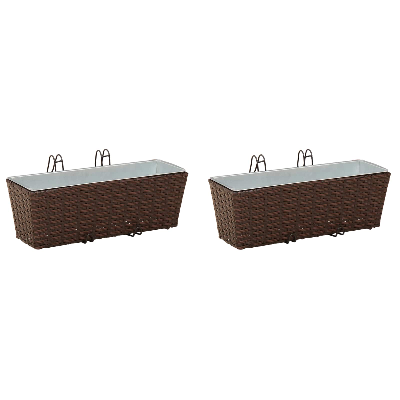 Balkon 2 pcs Schwarz 50 x 17 x 17 cm Metall
