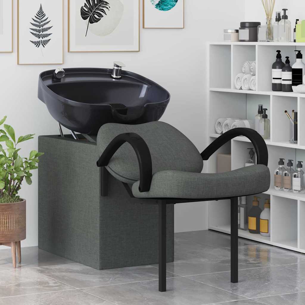 Shampoo Stuhl Dunkelgrau und Schwarz 136 x 60 x 92 cm Stoff