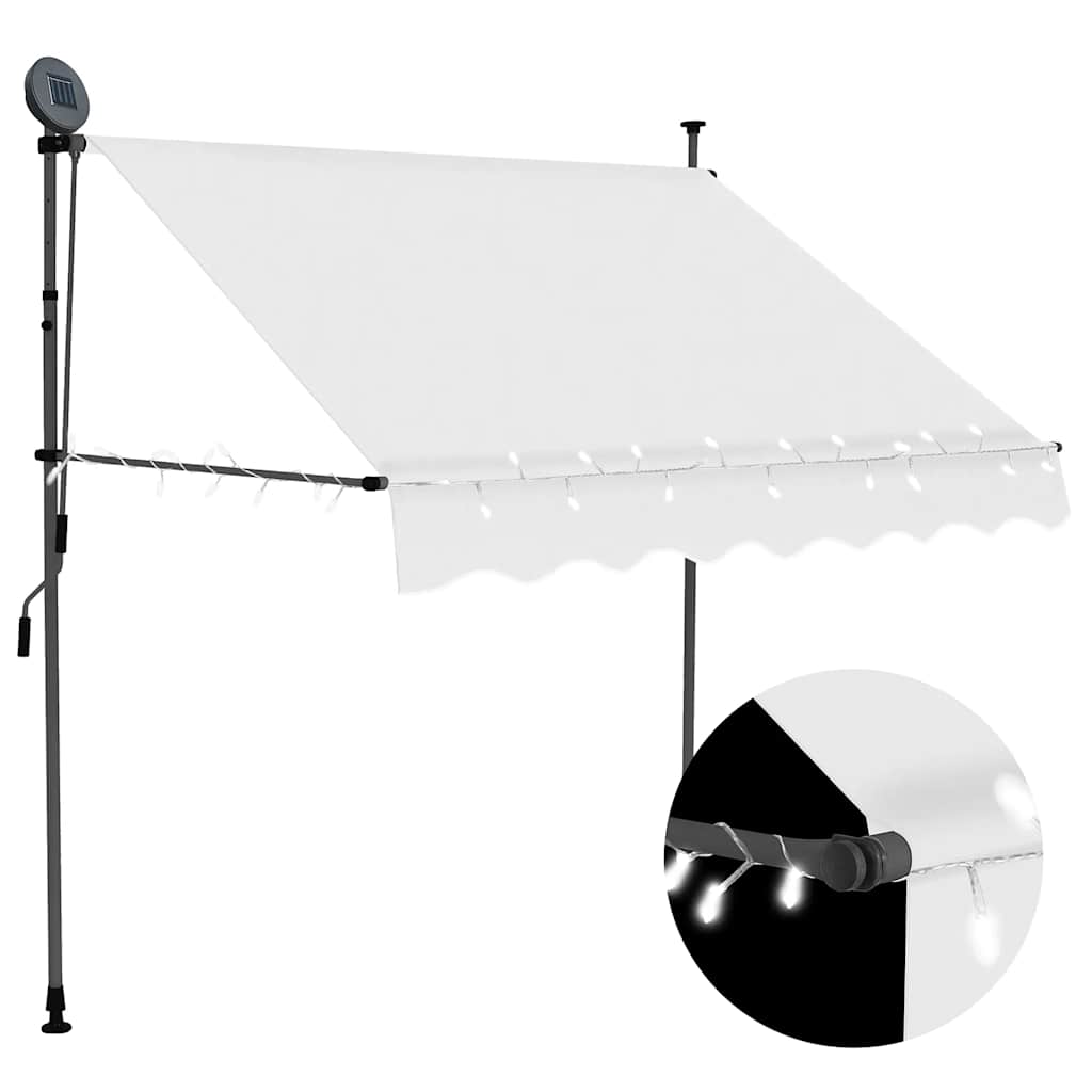 Einziehbare Markise Handbetrieben mit LED 100 cm Blau und Weiß