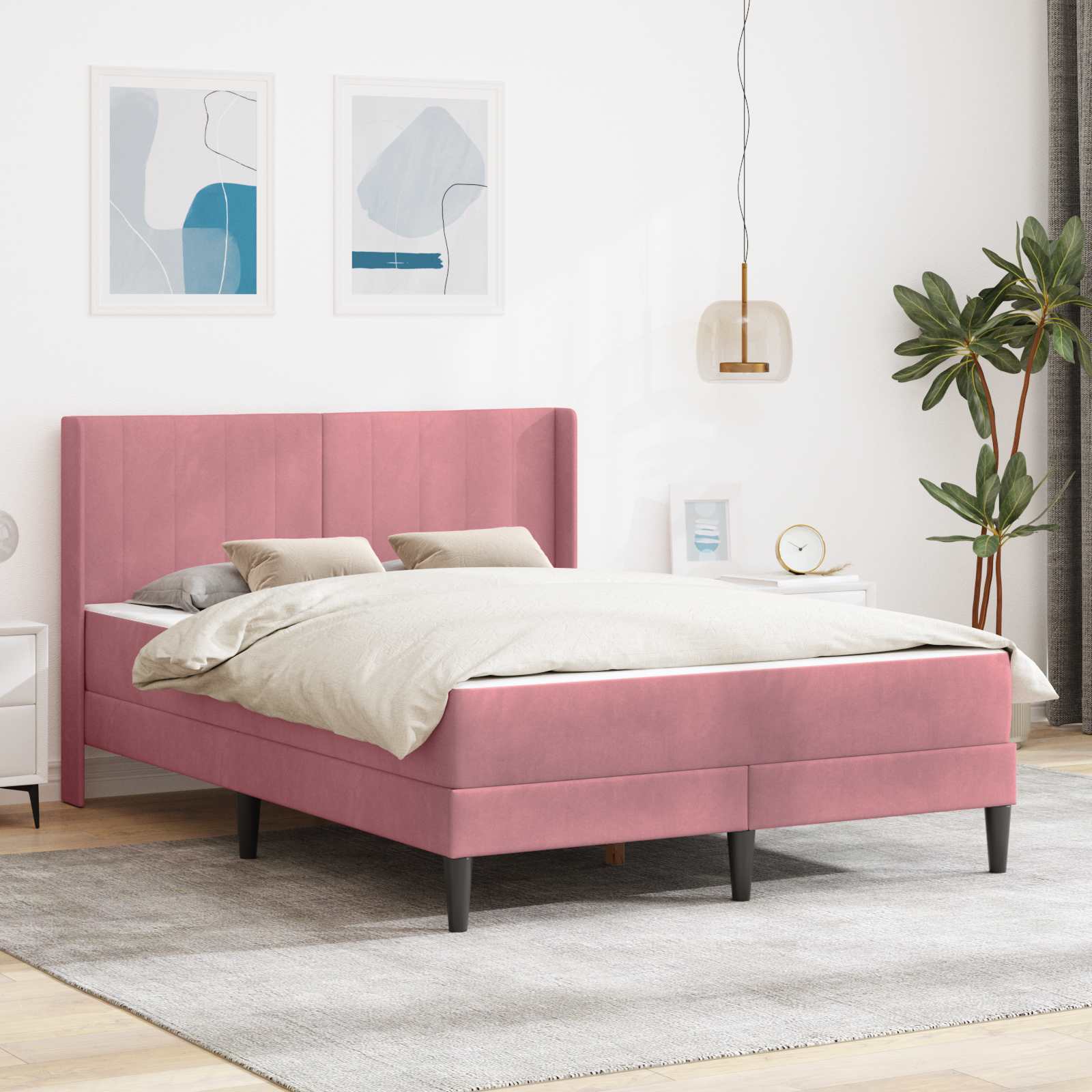 Bettgestell mit Matratze mit Kopfteil Hellgrau 80 x 200 cm Samt