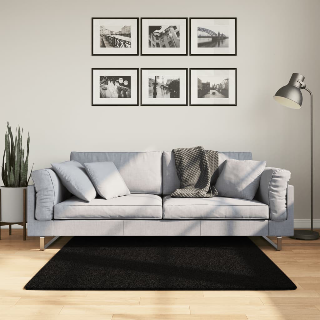 Teppich HUARTE Kurzflor Weich und Waschbar Anthrazit 60x110 cm