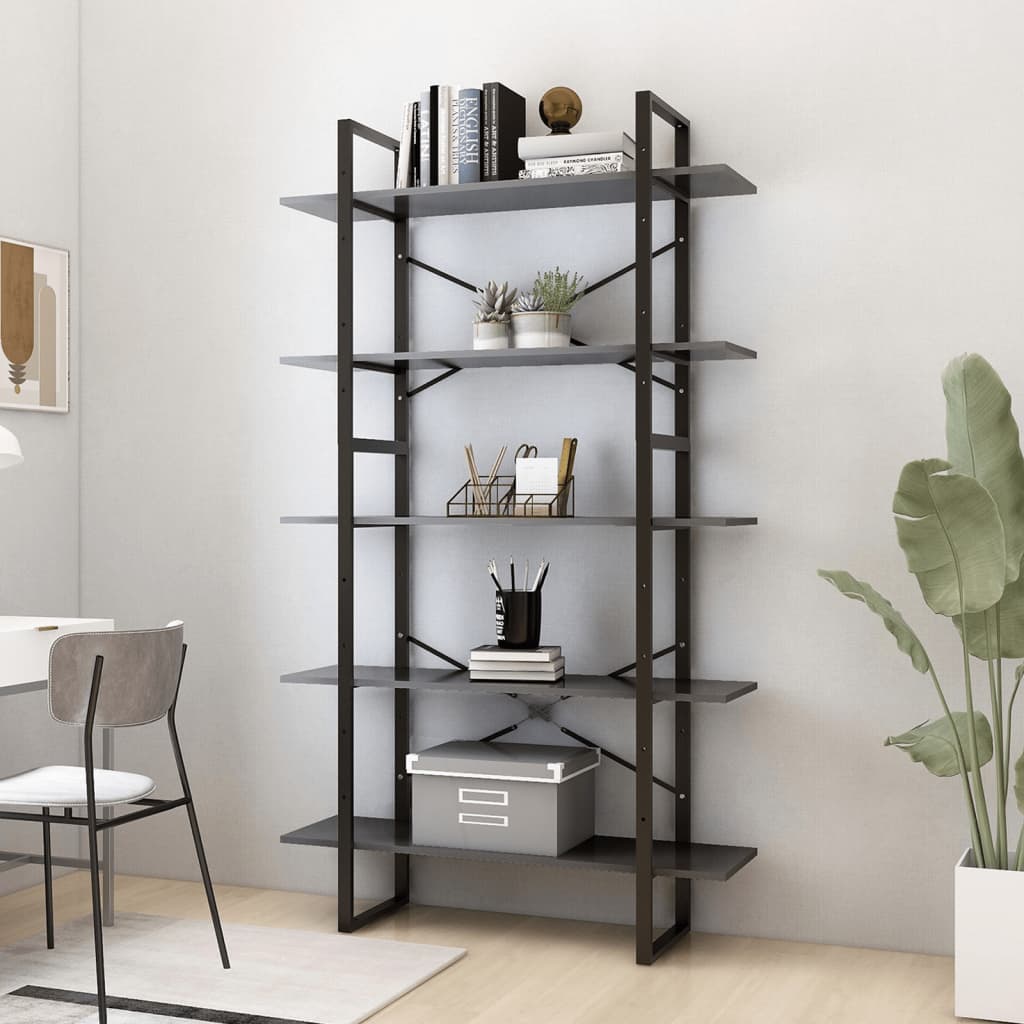 Bücherregal 5 Fächer Weiß 40x30x175 cm Holzwerkstoff