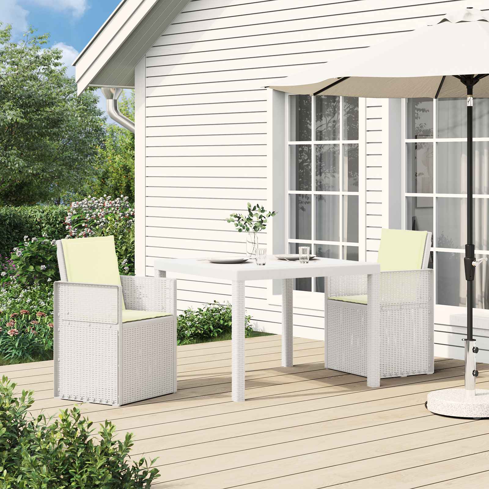 Garten Esszimmerstühle 2 pcs Weiß und Hellgrau PP
