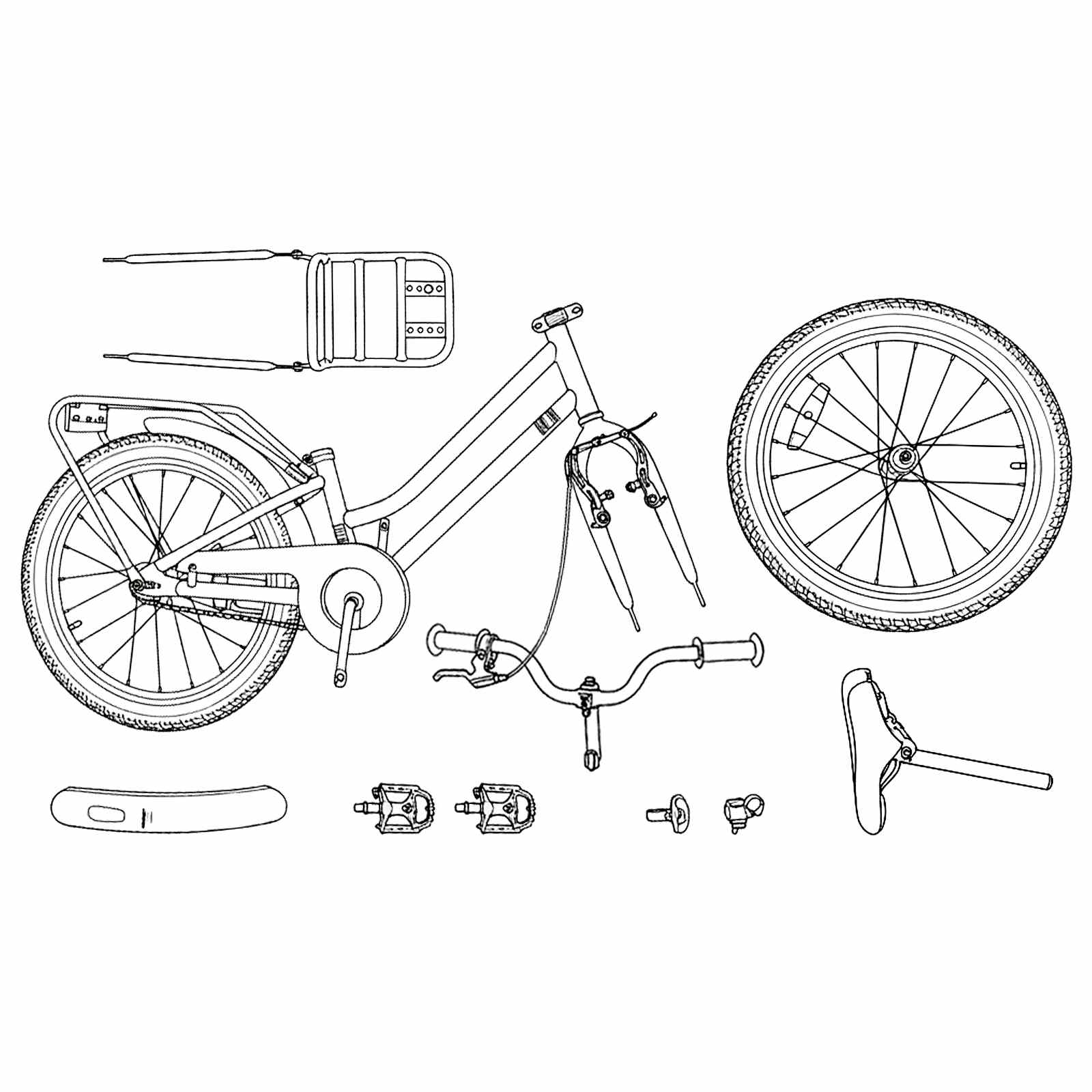 Kinderfahrrad 18 Zoll für 5-7 Jahre alt Schwarz