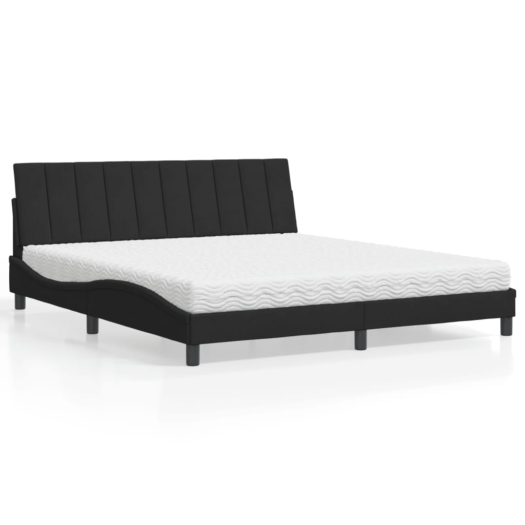 Bett mit Matratze "Hanko" Hellgrau 80x200 cm Samt