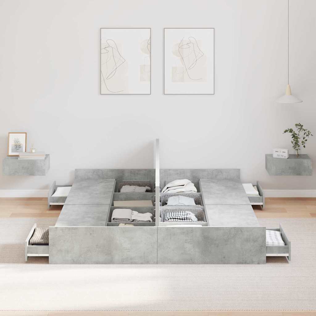 Aufbewahrungsbettgestell Weiß 200 x 200 cm Holzwerkstoff