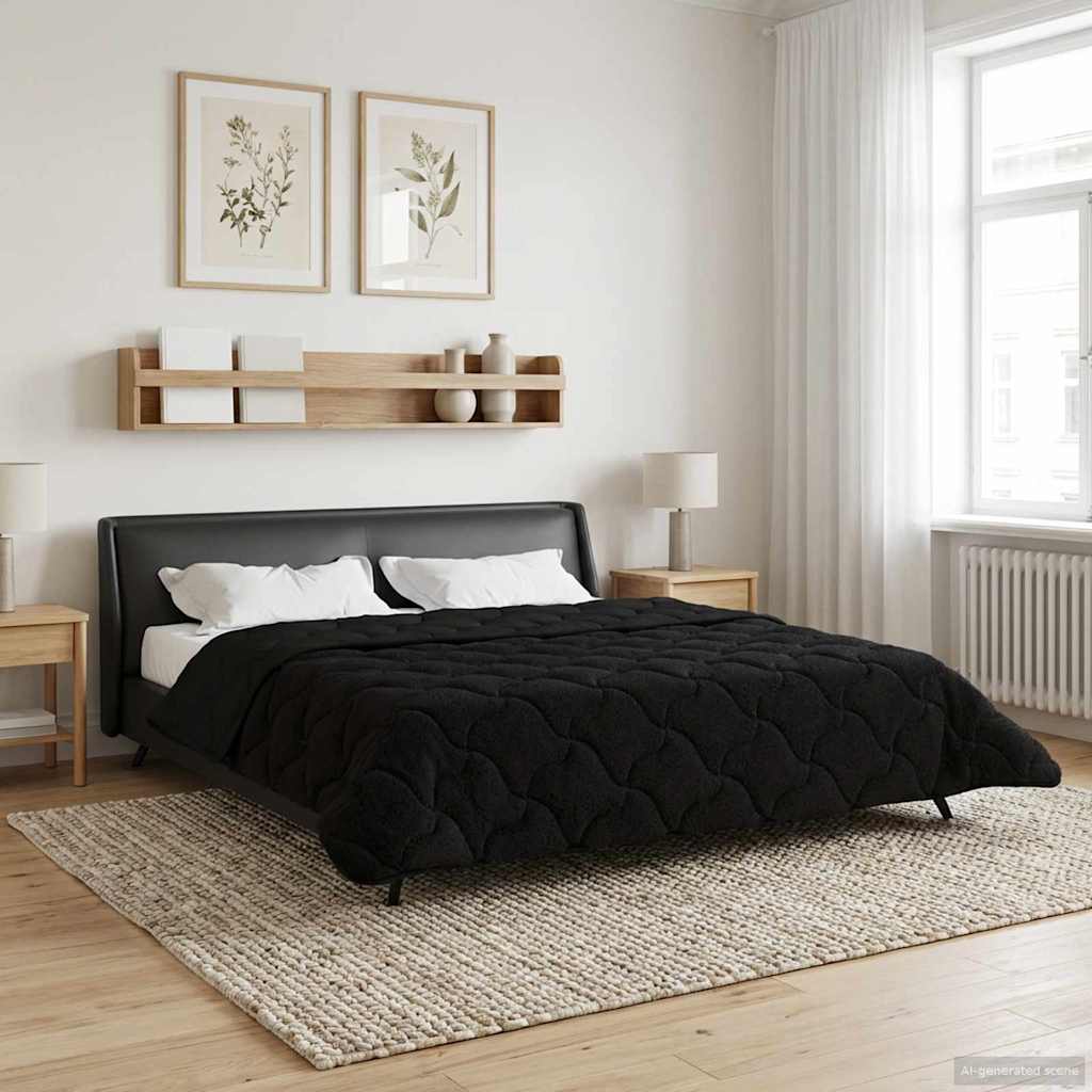 Sommerdecke Anthrazit 135 x 200 cm Mikrofaser und Teddy-Fleece