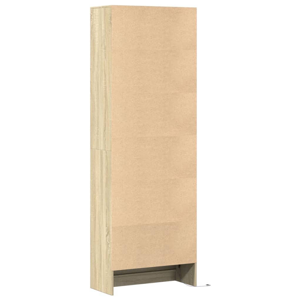 Highboard mit LED-Beleuchtung Weiß 69x32,5x200 cm Holzwerkstoff