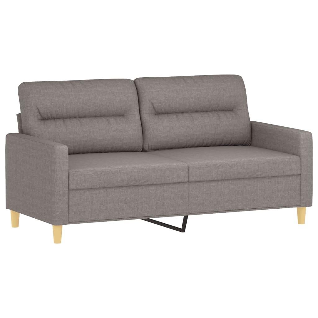 3-tlg. Sofagarnitur mit Kissen Creme Stoff
