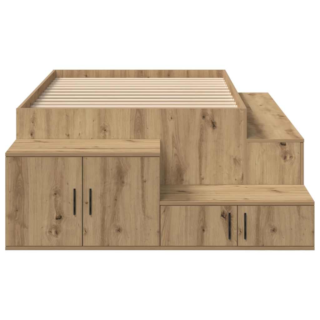 Aufbewahrungsbettgestell mit Speicher Weiß 80 cm Holzwerkstoff