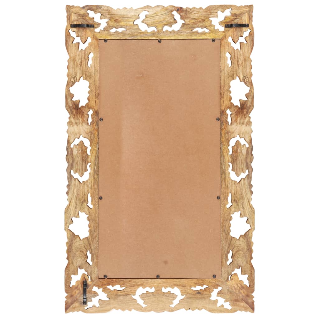 Spiegel Handgeschnitzt Braun 50x50 cm Massivholz Mango
