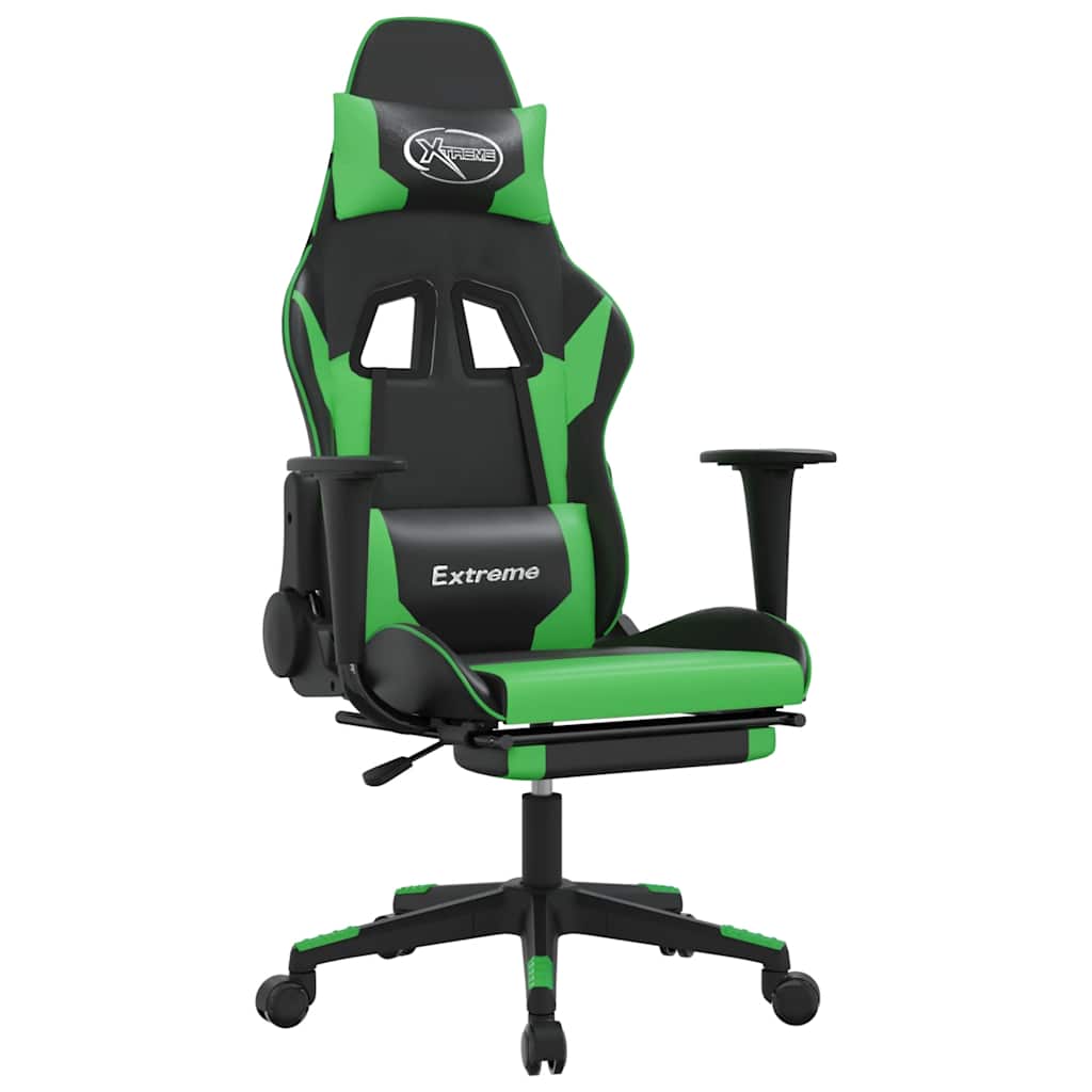 Gaming-Stuhl mit Massagefunktion Schwarz und Blau Kunstleder