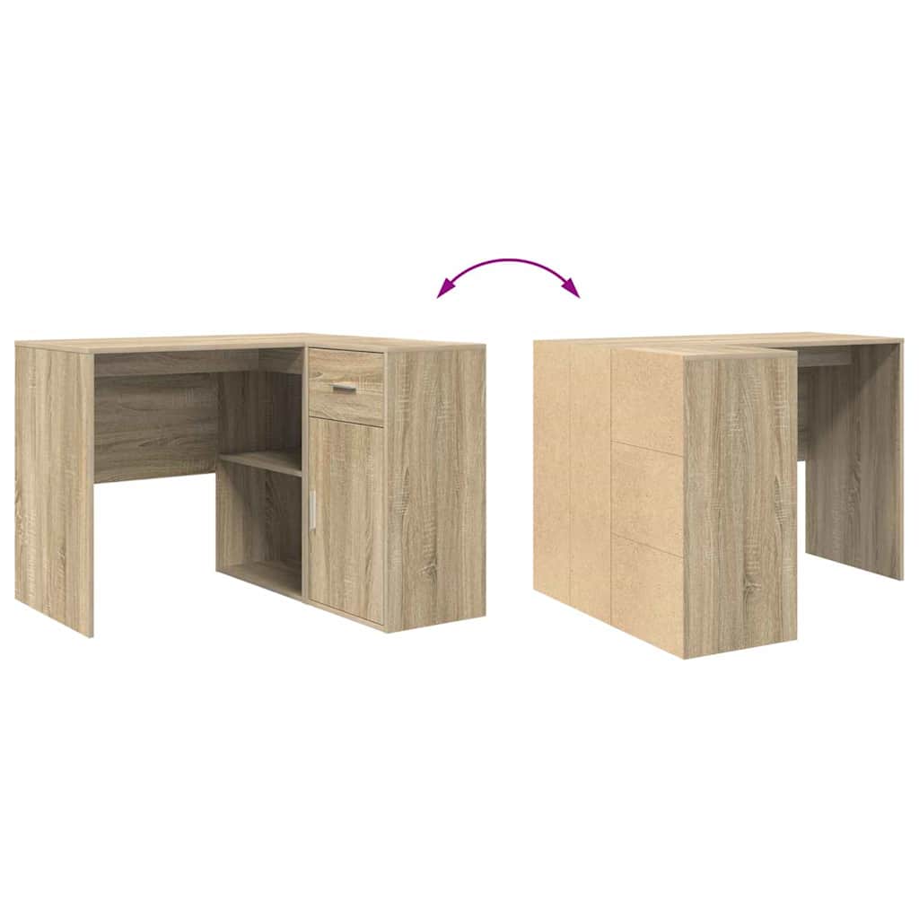 Eck-Schreibtisch Schwarz Eichen-Optik 102 x 88 x 75 cm