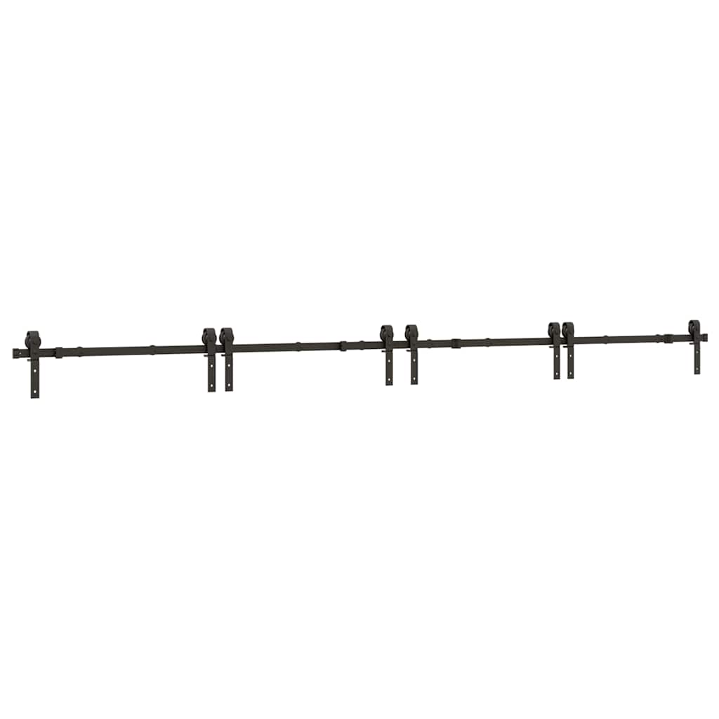 Schiebetürbeschlag-Set 366 cm Stahl Schwarz