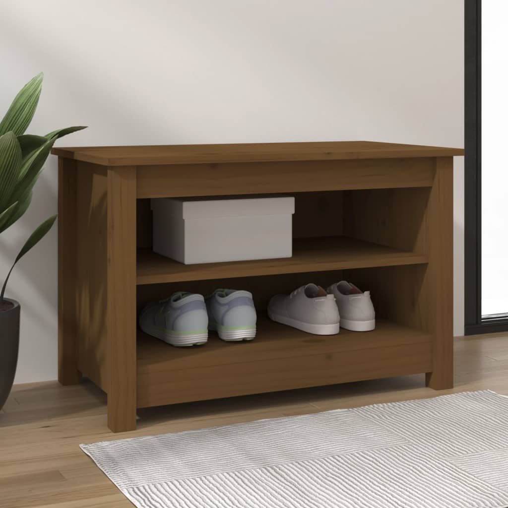 Schuhbank Weiß 70x38x45,5 cm Massivholz Kiefer
