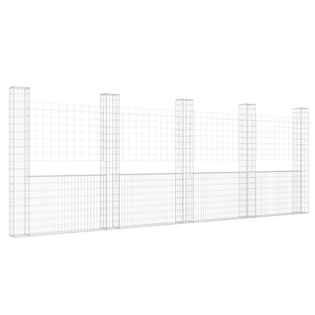 Gabionenkorb U-Form mit 2 Säulen Eisen 140x20x150 cm