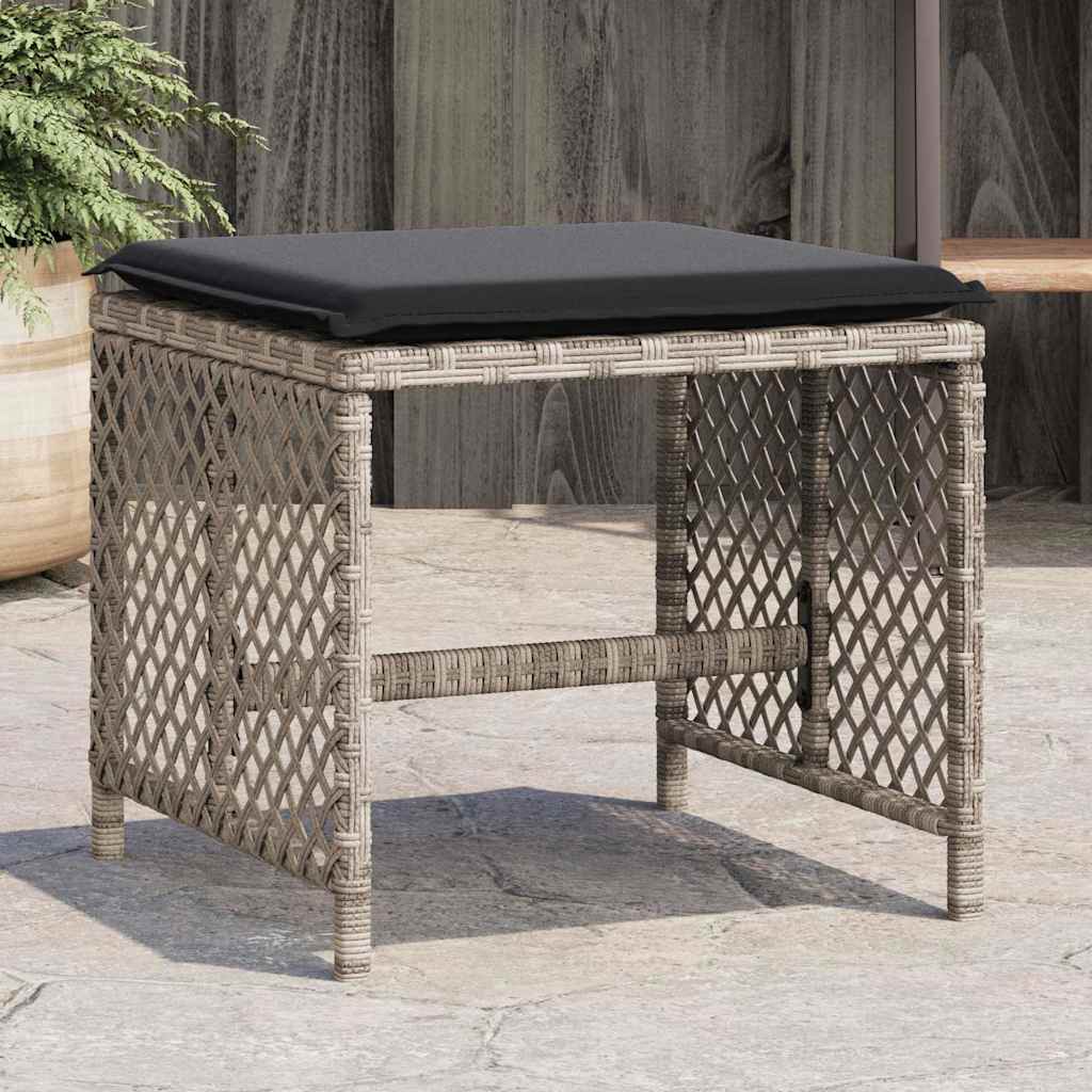 Gartenhocker mit Kissen 4 Stk. Schwarz 41x41x36 cm Poly Rattan