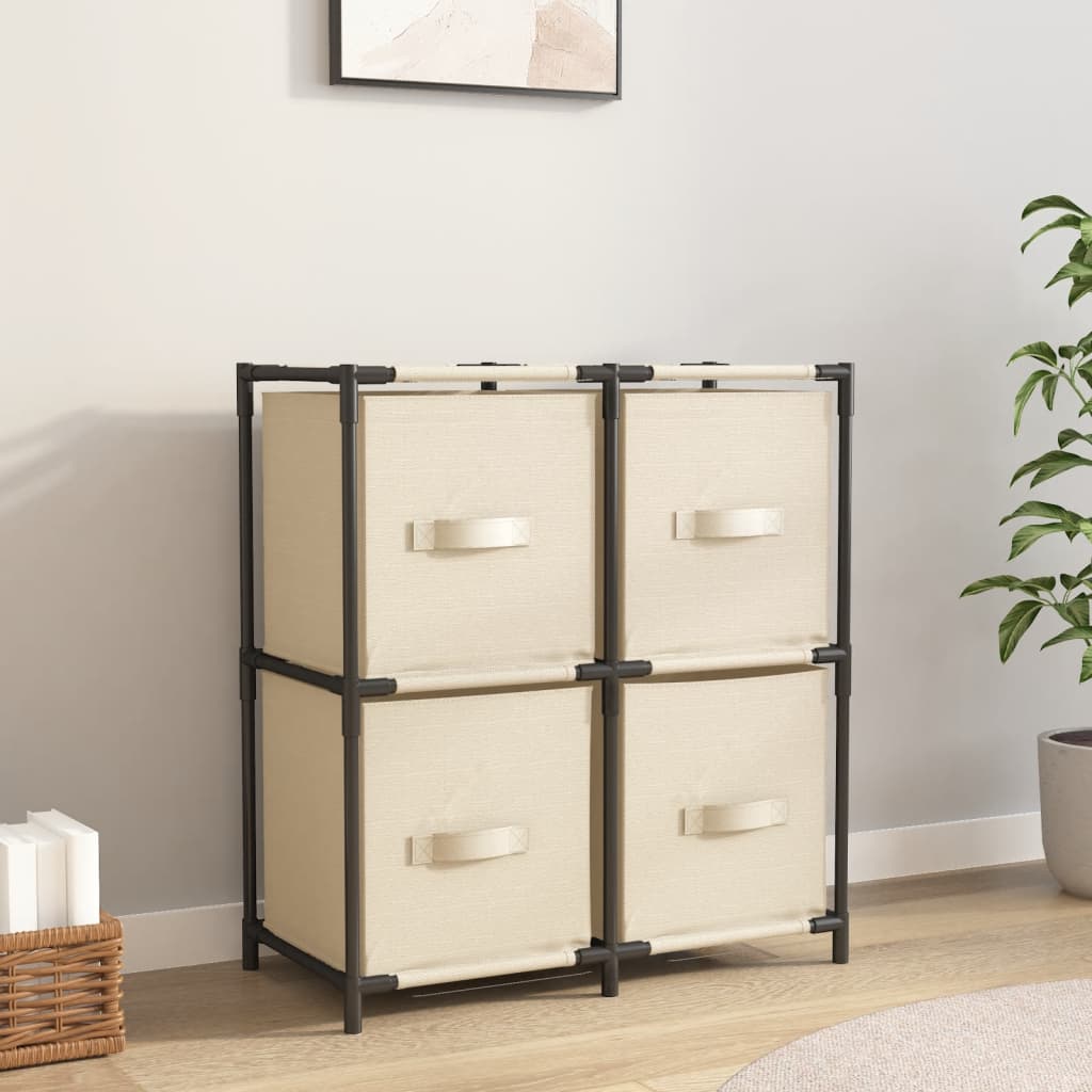 Lagerschrank mit 4 Stoffkörben Schwarz 63×30×71 cm Stahl