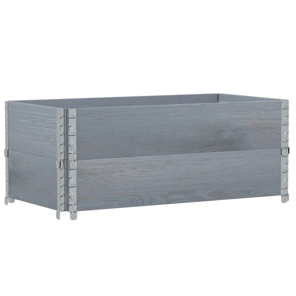 Paletten-Aufsatzrahmen Schwarz 80x60 cm Massivholz Kiefer