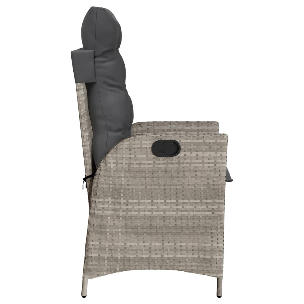 Gartensessel Verstellbar mit Kissen Schwarz Poly Rattan