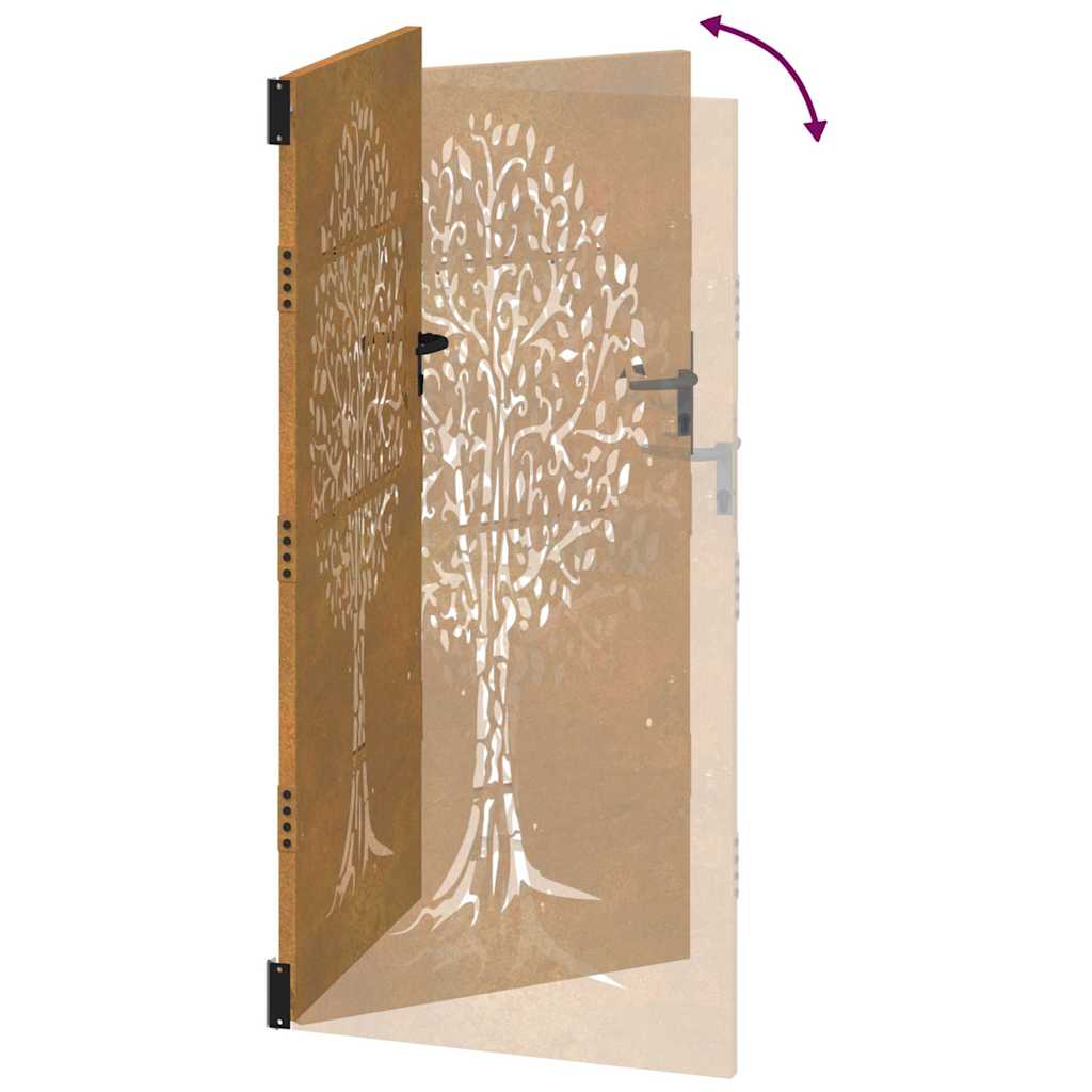 Gartentor 85x75 cm Cortenstahl Baum-Design